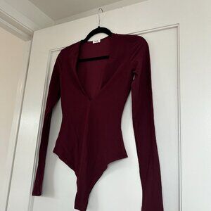 ALIX NYC Burgundy Long Sleeve Bodysuit